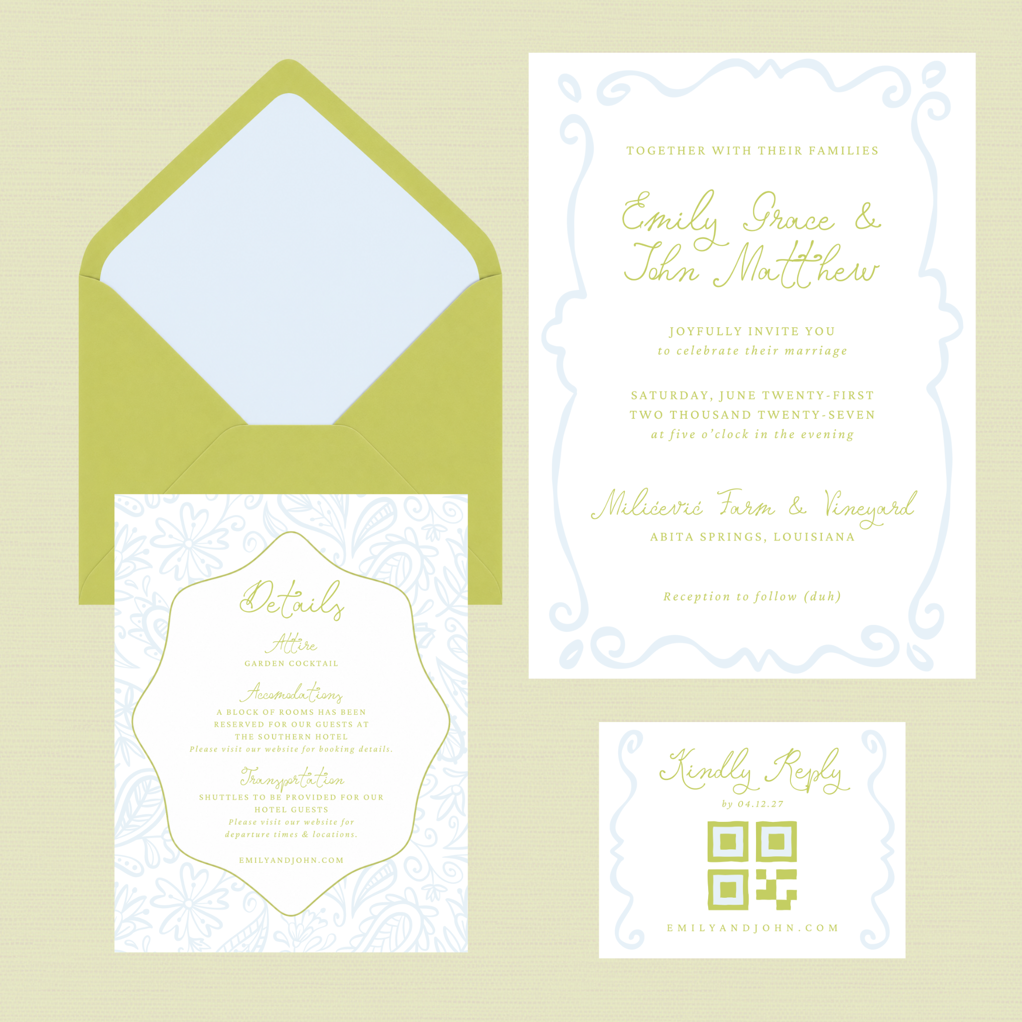 Custom wedding invitation suite
